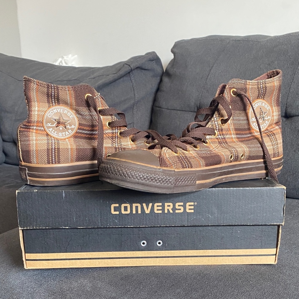 Converse Chucks Brown Plaid Check CHUCK TAYLOR ALL STAR 100107 - Size 11 Mens